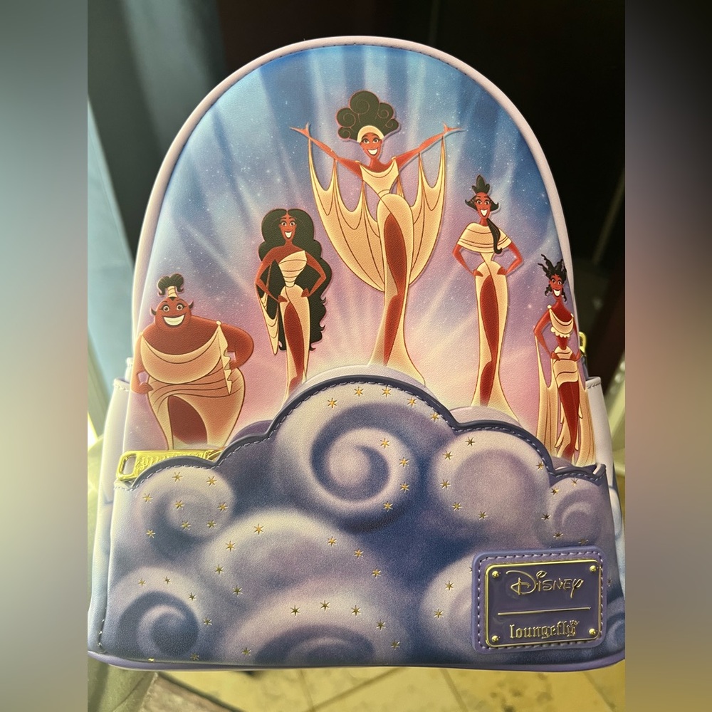 Loungefly Disney Hercules Muses Backpack with Purple and Cream - Picture 2 of 3